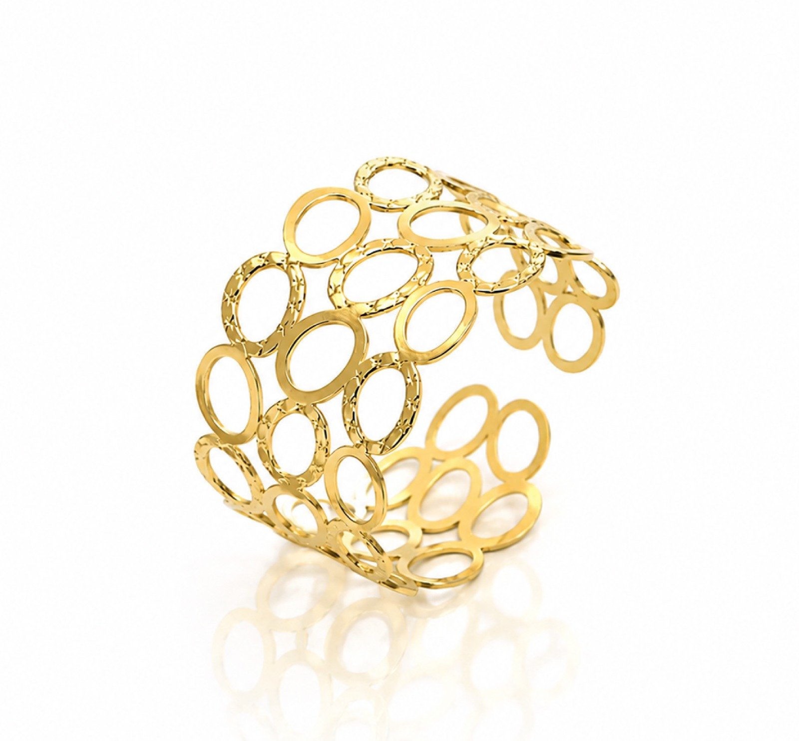 Circle Hollow 18k Gold Plated Open cuff Bracelet - Image 2