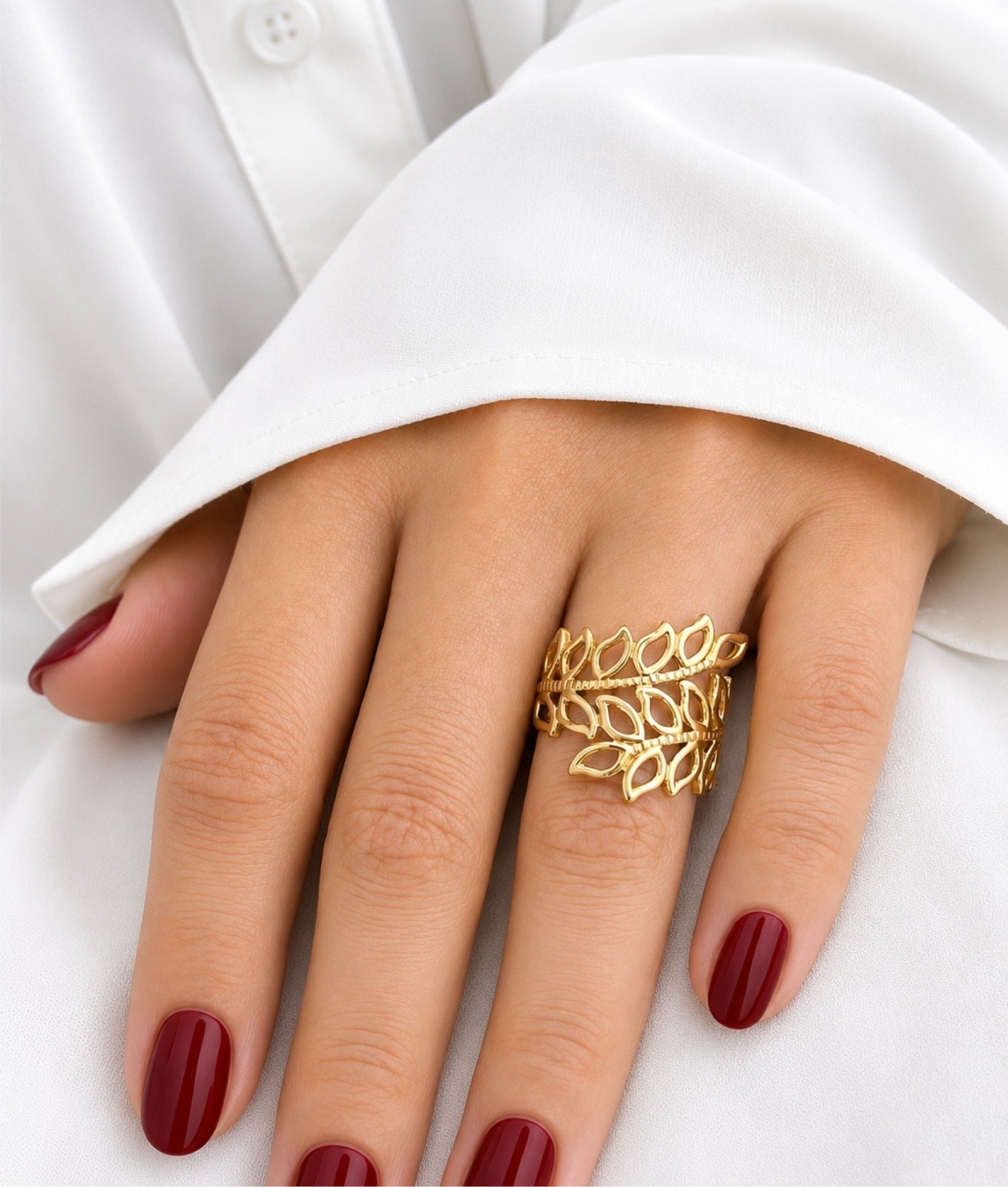 Hollow Leaf Shaped Rings - Image 3