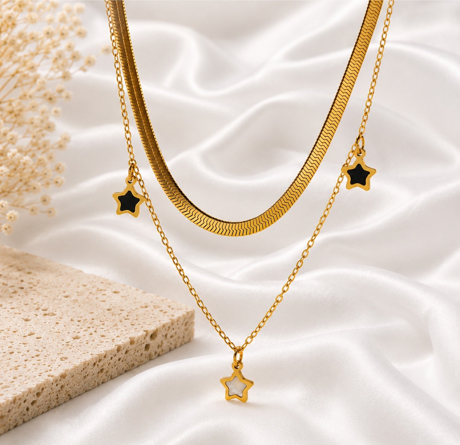Double Layered Gold Star Necklaces - Image 2