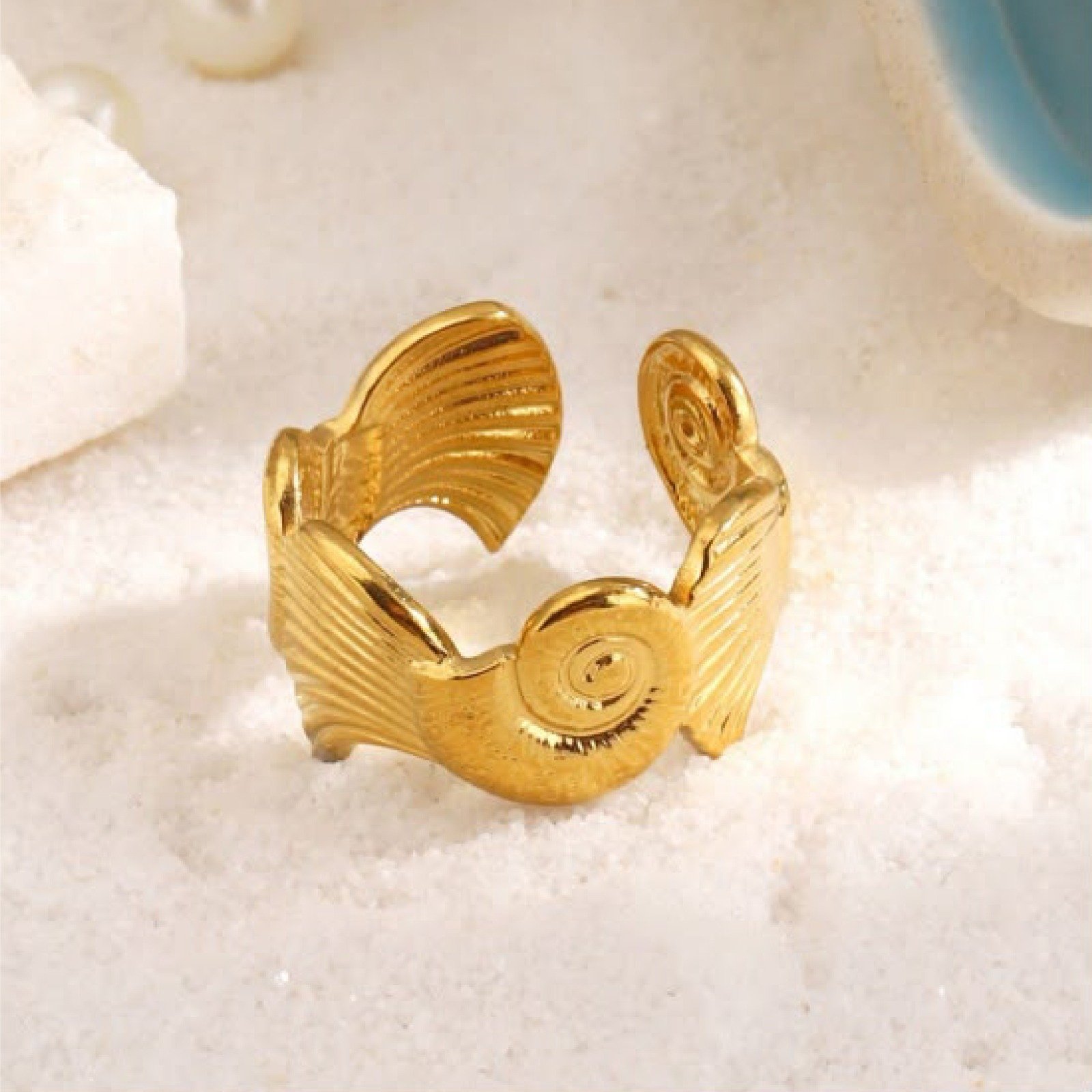 Sea Snail Shell Open Adjustable Ring - Image 4