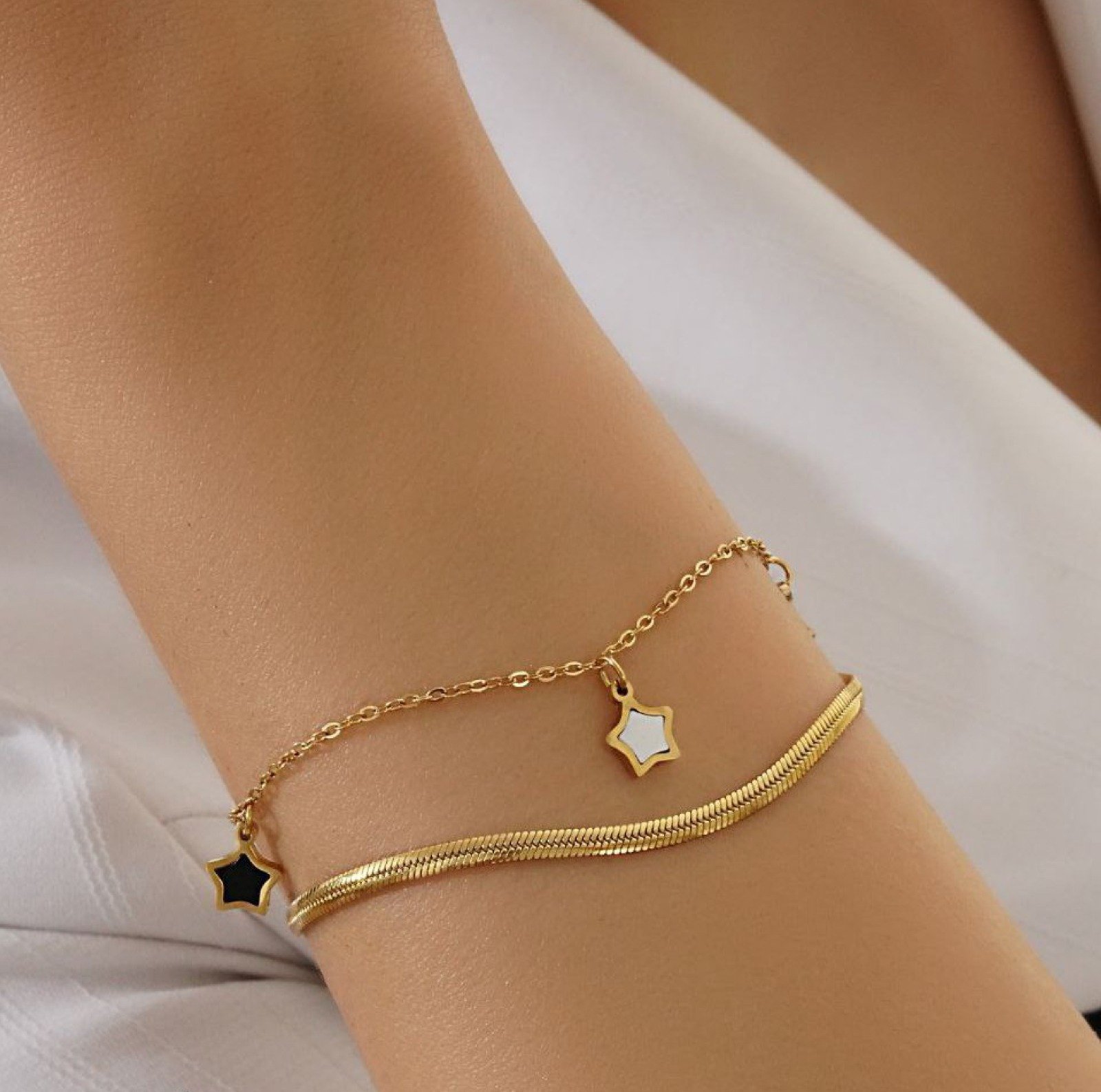 Double Layered Gold Star Necklaces - Image 3