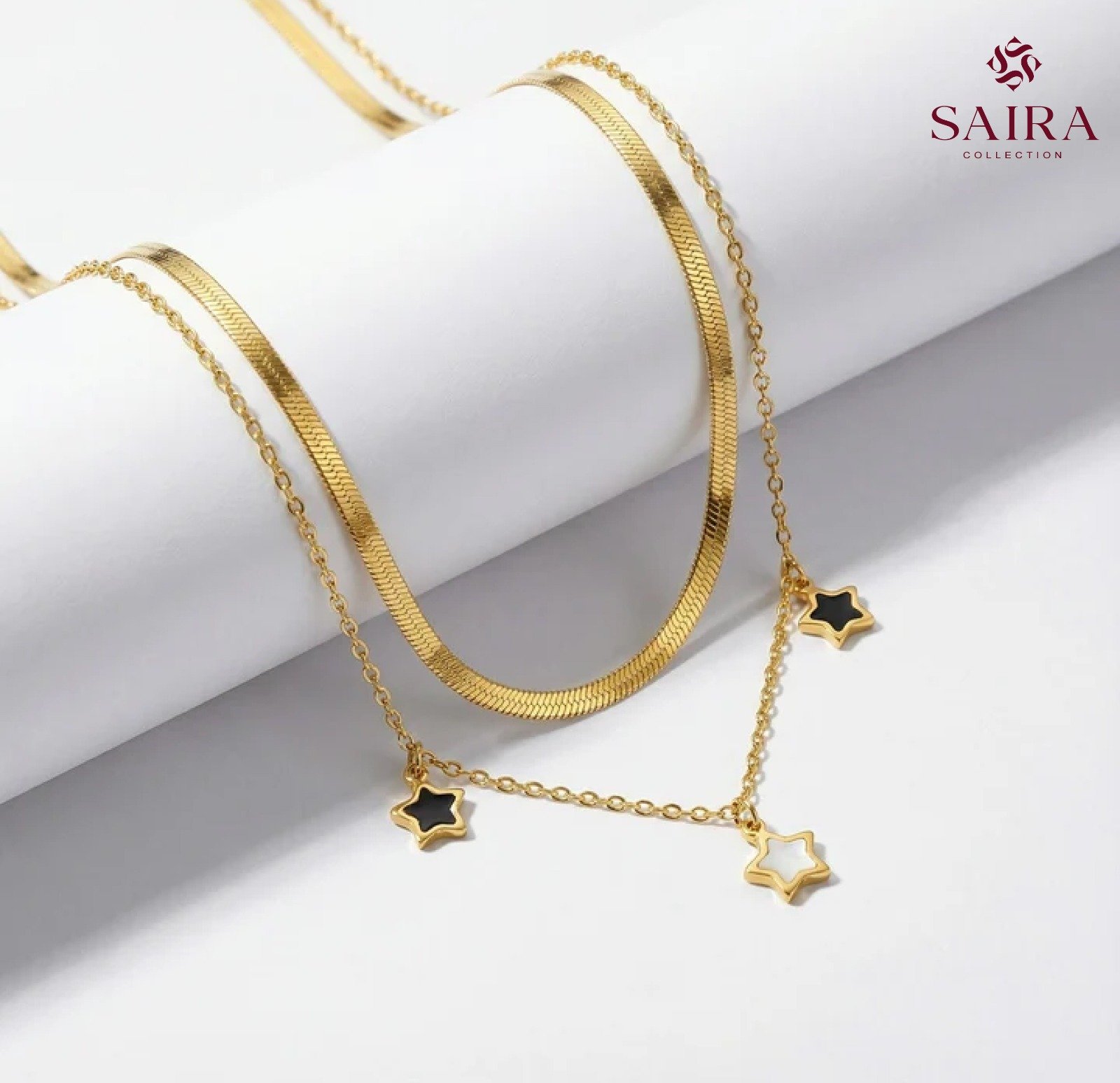 Double Layered Gold Star Necklaces - Image 4