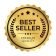 Bestselling sticker, gold badge with stars and golden laurel wreath for labeling, premium quality text product, for use on your product label. Vector illustration